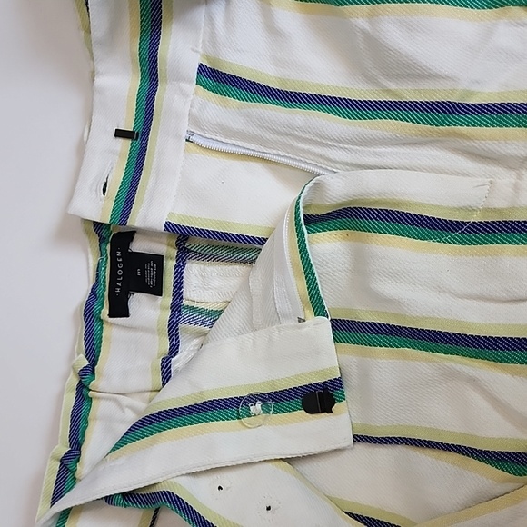 Halogen Paperbag Ivory-Blue Dune Striped  Short/ Size M - Picture 8 of 15